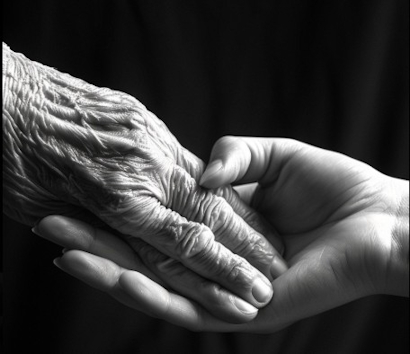 two hands grasping each other in support